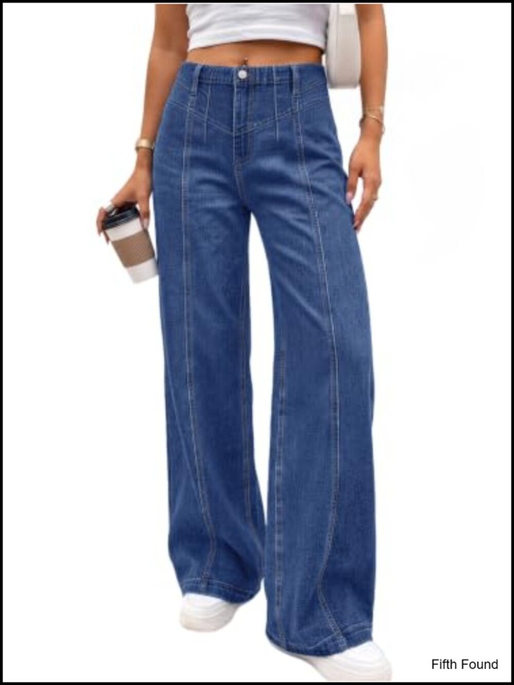 High Rise Wide Leg Stretchy Jeans No Pocket Pull On Denim Pants